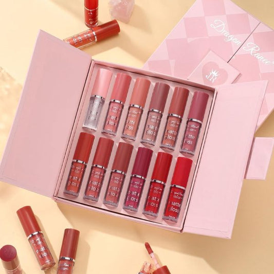 Dragon Ranee 12-color Matte Lip Gloss Set – Long-lasting Waterproof Lip Gloss Set